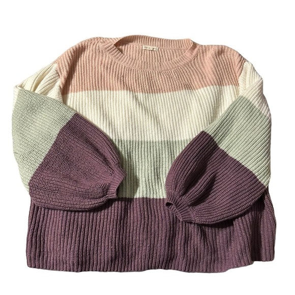 Stevie Hender women's Small oversized chunky knit striped crew knit swea… - Picture 1 of 4